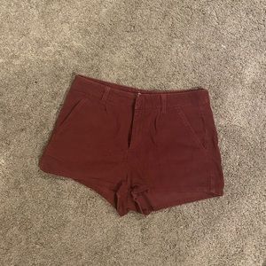 Roxy, burgundy shorts. Corduroy.